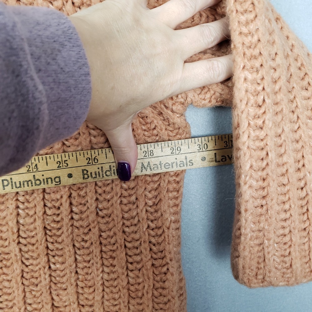 Free People Size M Chunky Knit Turtleneck Sweater Camel Tan Wool Alpaca Winter‎ - Picture 3 of 9